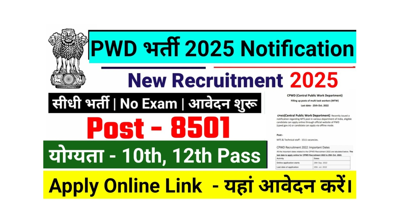 सरकारी नौकरी का सुनहरा मौका: PWD भर्ती 2025 में 50,000+ पदों के लिए करें आवेदन!